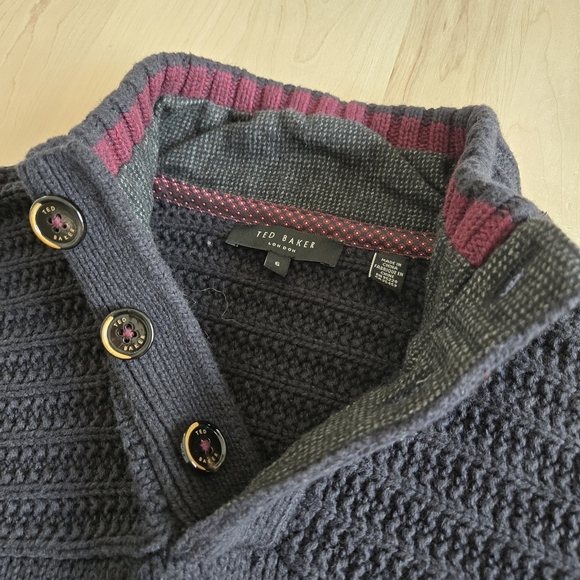 Ted Baker Navy Zip Up Sweater - Picture 6 of 13